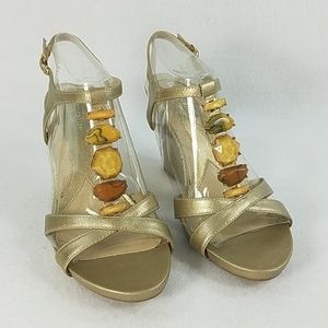 Naturalizer N5 Comfort Wedge Size 8.5 Gold Wash